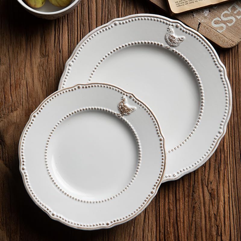 Talerze obiadowe Francuski Retro Ceramiczny Talerz Śniadaniowy Restauracja Talerz Makarony Salaterka Miska Ryżowa Duża Miska Zupy Talerze Sałatkowe (5 szt.)