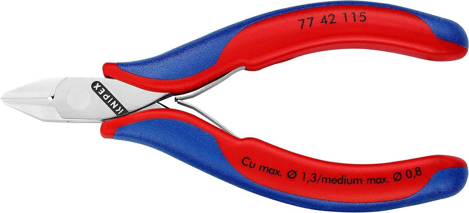 KNIPEX Szczypce tnące boczne dla elektroników ze złączem wsuwkowym z osłonkami wielokomponentowymi 115 mm, 77 42 115