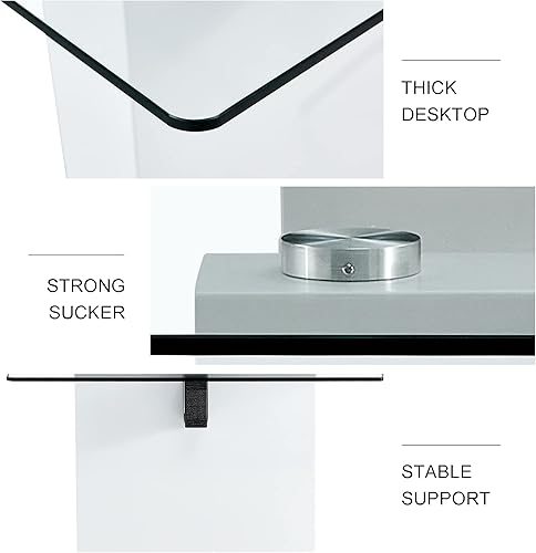 Miniatura 4 de FURNITO Mesa de comedor de vidrio de 71 pulgadas para 6 a 8,0,39 pulgadas de superficie de vidrio grueso con mesa de comedor de pedestal de MDF