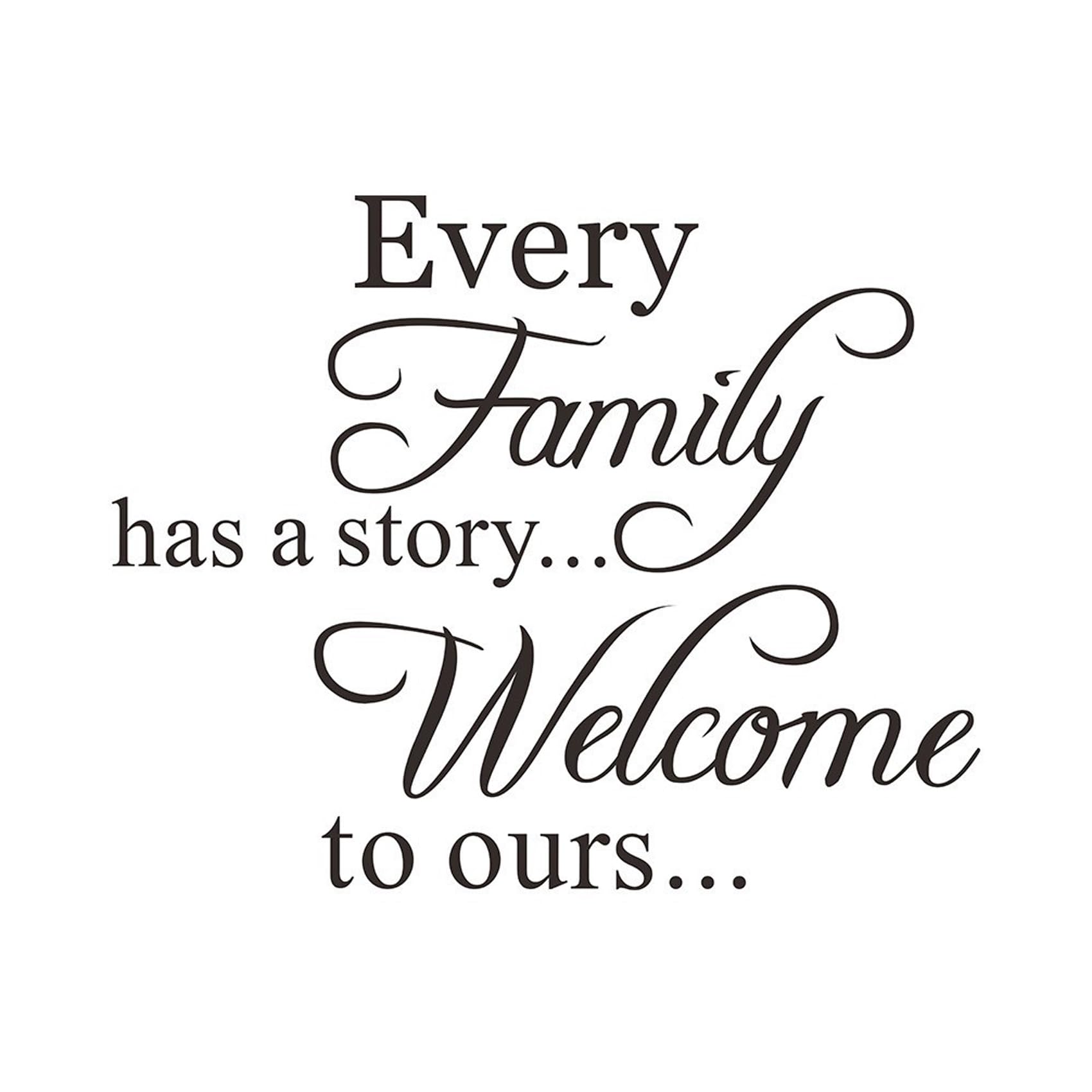 Gztfpq Black Family Welcome Quote Wall Decal, Every Family Has A Story Vinyl Sticker For Living Room (Black)
