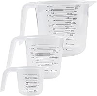Vista 1 de Plastic Measuring Cup,3 Pack 4/2/1 Cup Clear Measuring Cups,Stackable Heat-resistant Cup Set with Handle Grip and Spout for Baking,Powder,Liquid