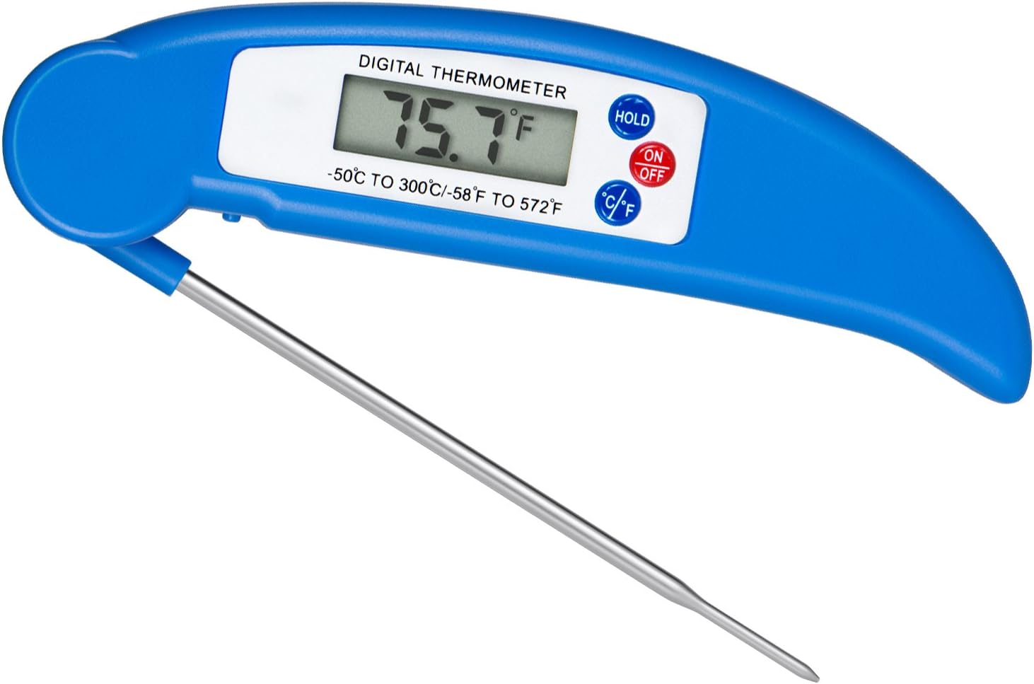Digital Stainless Cooking Thermometer with Instant Read, Long Probe, LCD Screen, Anti-Corrosion, Best for Food, Meat, Grill, BBQ, Milk, and Bath Water