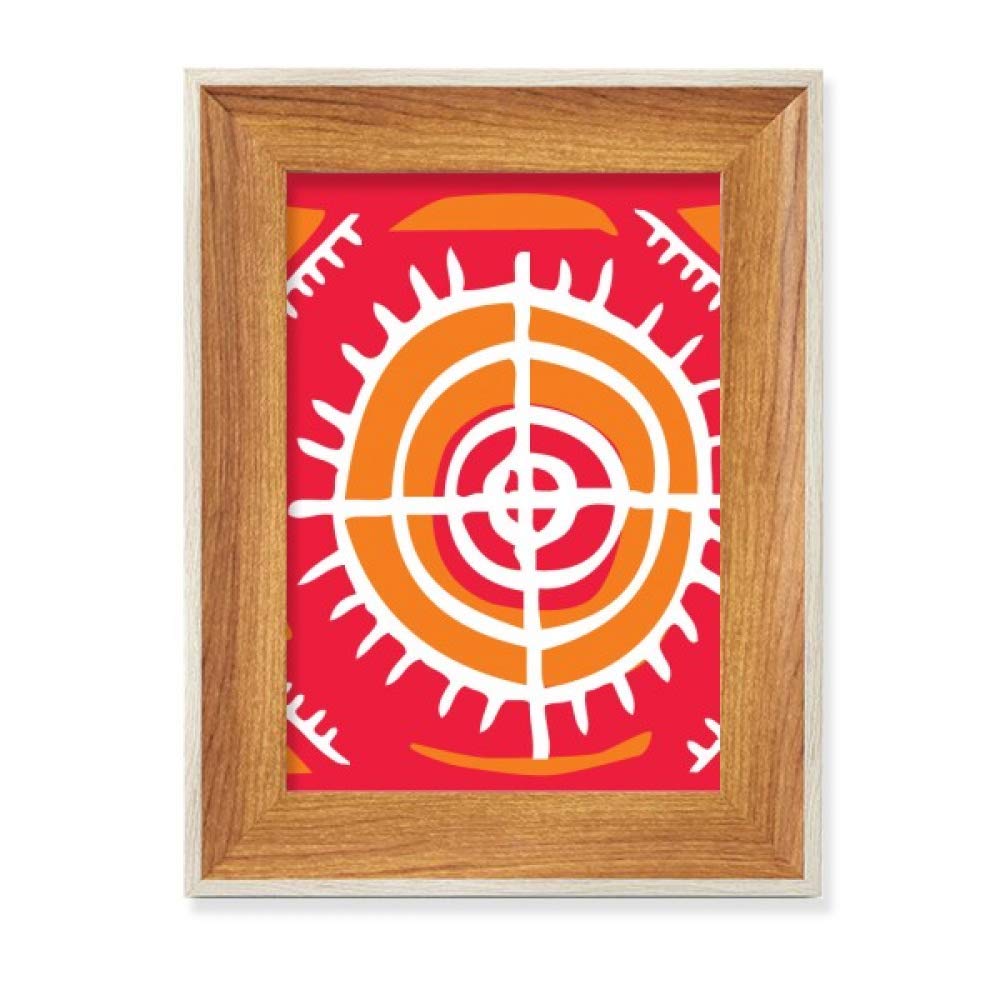 Cadre photo bois de bureau premium avec peinture Mexique et totems d'art ancien