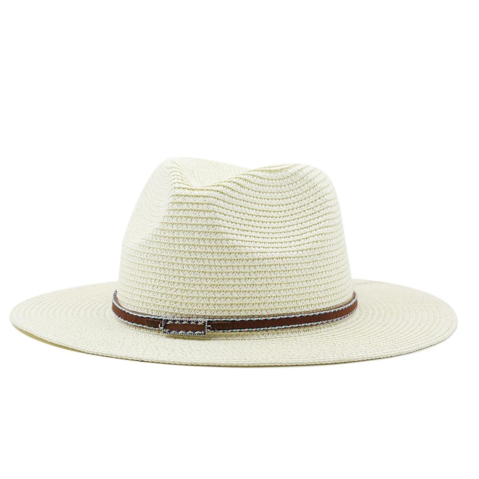 WUFANGBU Sombrero De Paja para Hombre Gorra De Playa Ancha Hueso Grande Sombrero De Talla Grande para Mujer