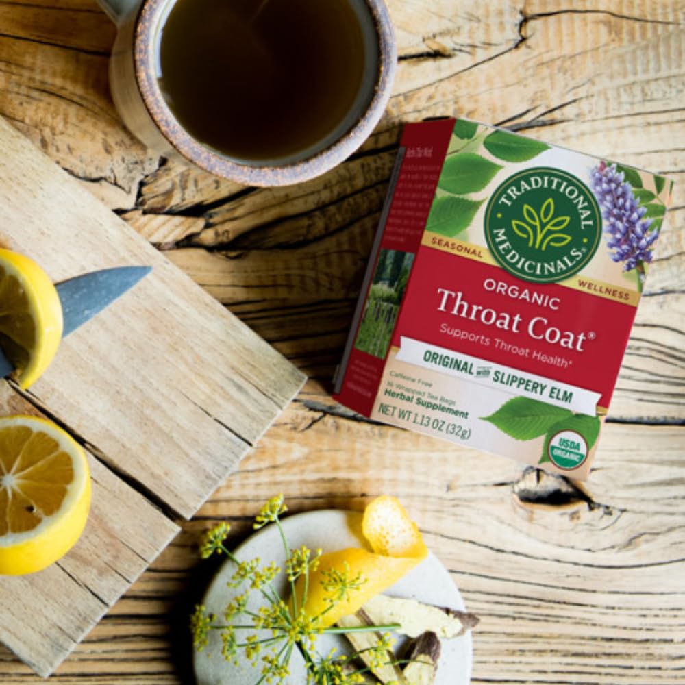 Herbata z organicznym płaszczem do gardła, 16 torebek od Traditional Medicinals Teas (opakowanie 3 szt.)