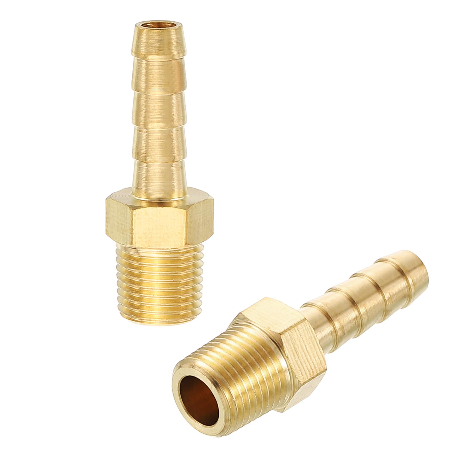 2 Pack Brass Hose Barb to NPT Male Adapter, 1/4" Barb x 1/8" NPT Male for Industrial, Automotive, Fluid Transfer, Home Gardening, and Water Treatment