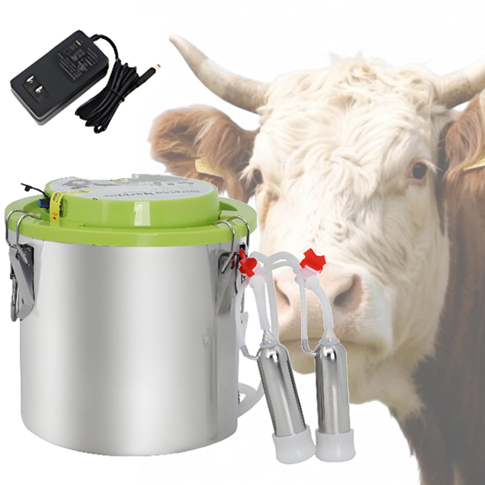 Mungitrice Portatile per Piccole aziende agricole domestiche, mungitrice per Mucche con Secchio in Acciaio Inox da 12L/16L, Attrezzatura Automatica per la mungitura del Bestiame 12L