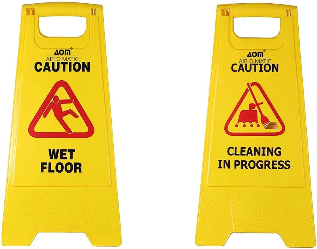 Plastic Caution Standing Board (PACK Of 2 Pcs Sign Board, Wet Floor And Cleaning in Progress Sign Board)