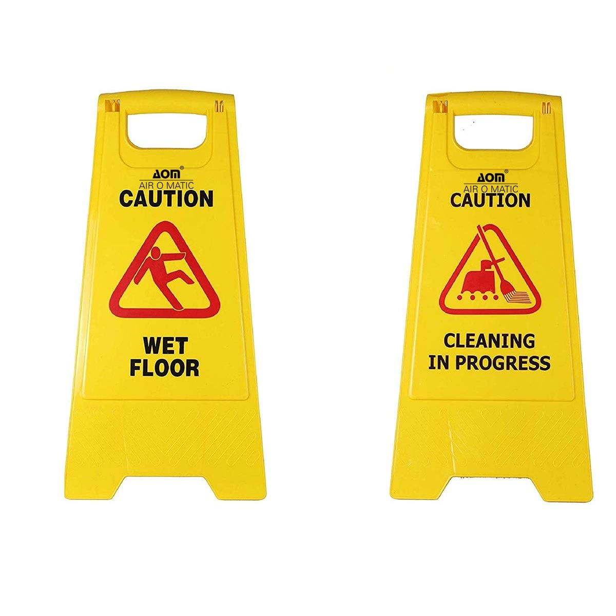 AIR O MATIC Plastic Caution Standing Board (PACK Of 2 Pcs Sign Board, Wet Floor And Cleaning in Progress Sign Board)