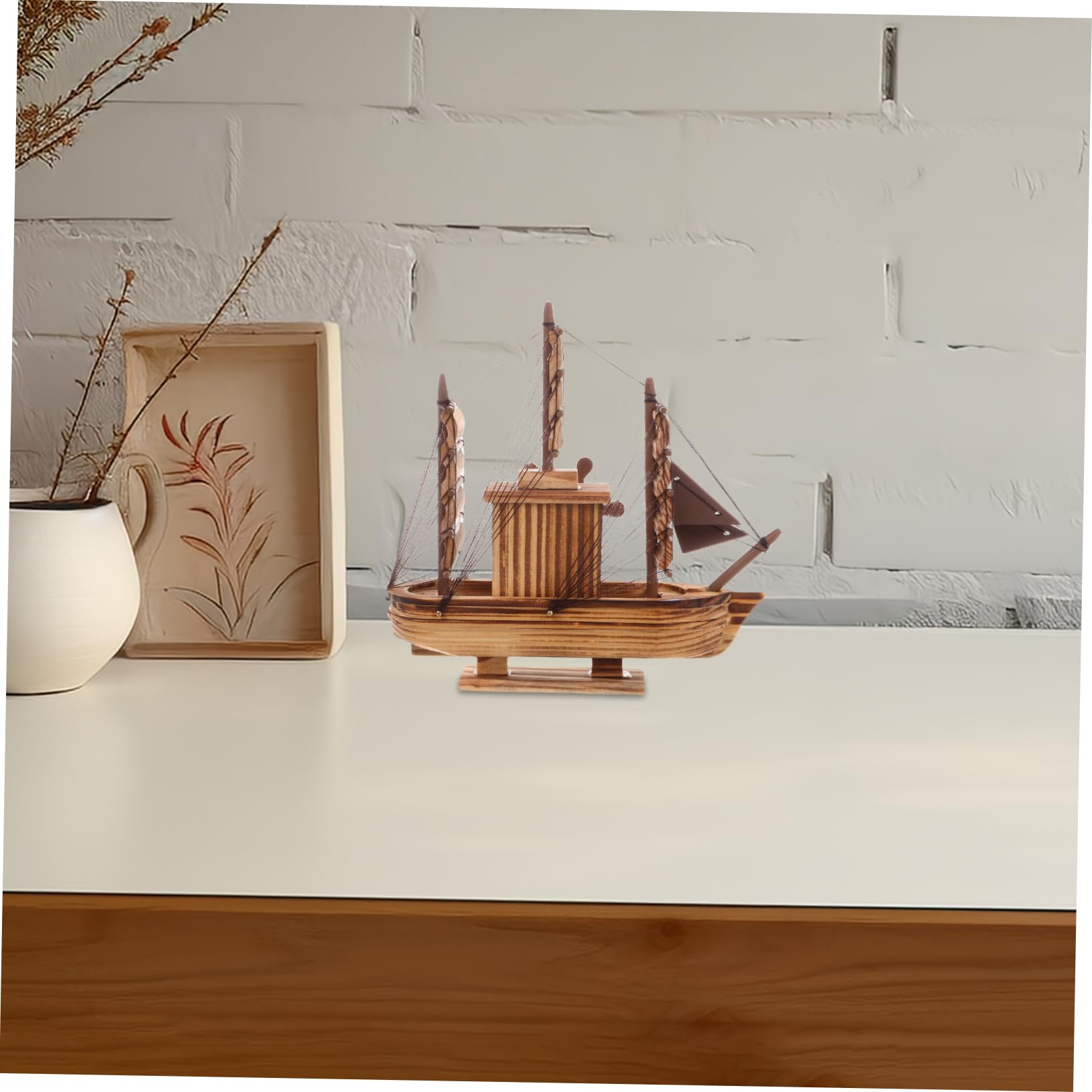 CIYODO Modello di Veliero in Legno, Decorazione da Tavolo | Miniatura Rustica Già Montata, per Tavolo da Pranzo e Scrivania, Design Realistico e Leggero