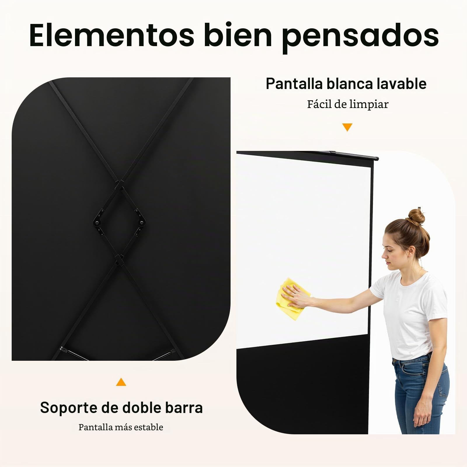 Pantalla de proyección, Proyector de enrollado, Pantalla de proyección 4K, Pantalla de cine en casa con 160° de gran angular y 1,2 de ganancia, Pantalla de fibra de vidrio estable para