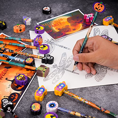 Kolewo4ever 50 lápices de Halloween con borrador miniatura 5