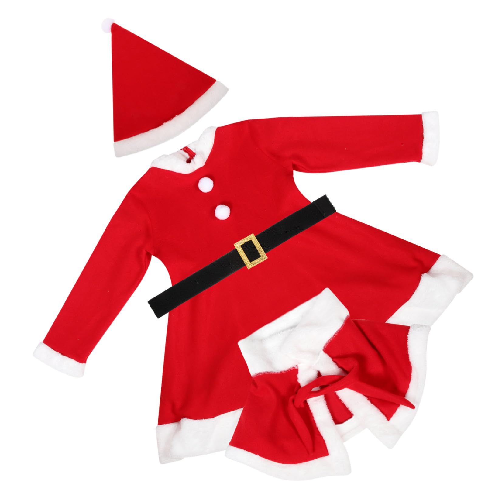 FRCOLOR Vestito Natale Lunga con Cappello e Sciarpa Costume per Feste Invernali Christmas Outfit per Ragazze