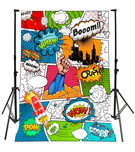 Yeele 5x7ft Cartoon Superhero Photography Background Humor Comics Book Photo Backdrops Vinyl Knock Combating Villain Boom Crash Rocket Pow Newborn