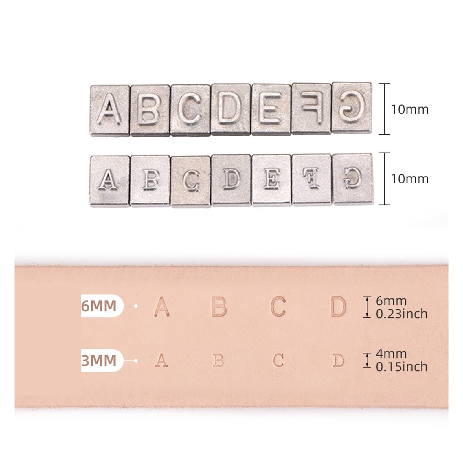 Buchstabenstempel FüR Leder 36 Teile/Satz Alphabet Buchstaben & Zahlen Stempel Set 3,0mm/6mm Stahl Punch Metall Stanzen Leder Werkzeuge for DIY Handwerk(6 mm Stamper)