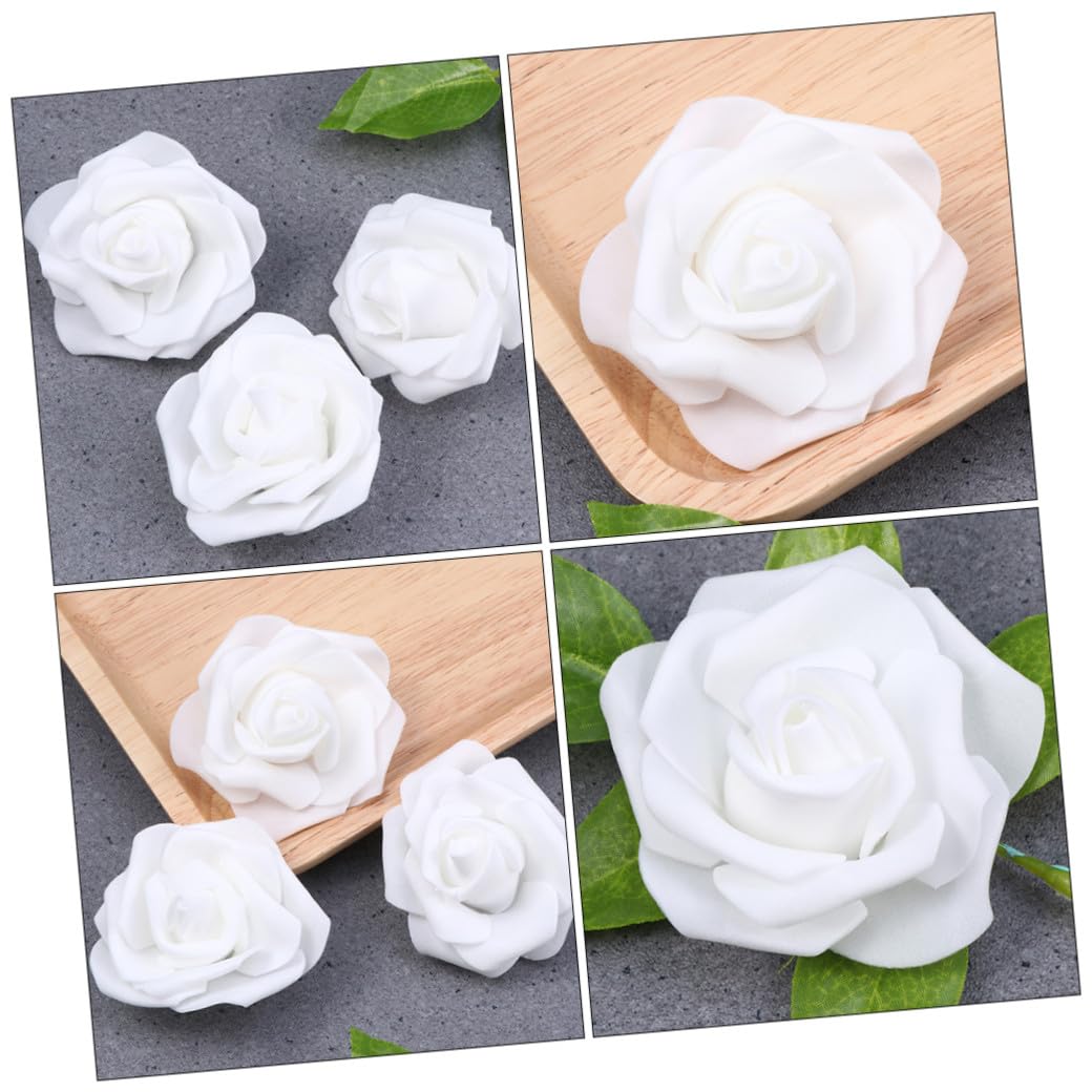 Cabilock Lot De 3 Roses Artificielles Réalistes en Mousse Blanche pour Travaux Manuels 100 Pièces X 3