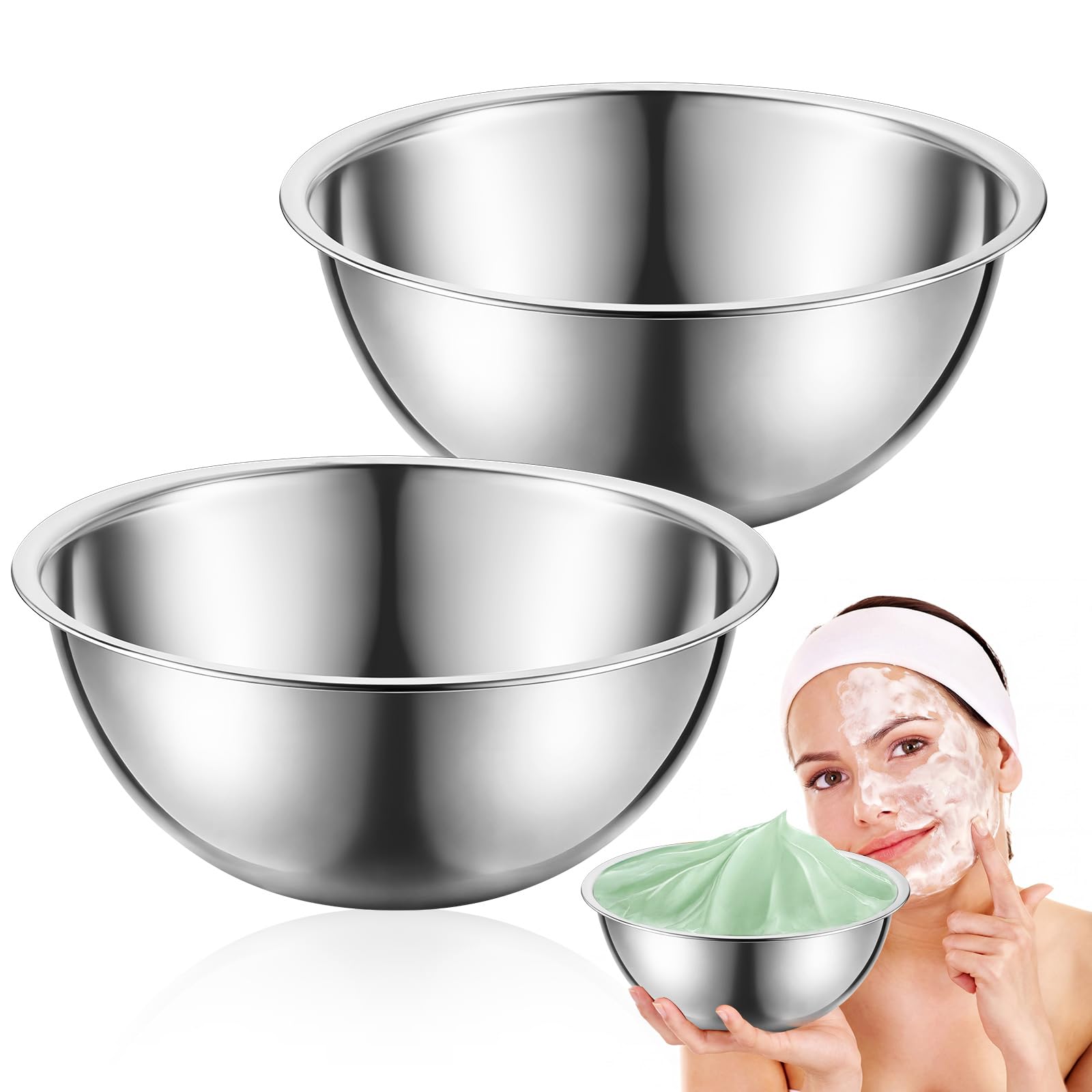 Teenyyou 2-Piece Stainless Steel Spa Bowls for Facial Mask Mixing