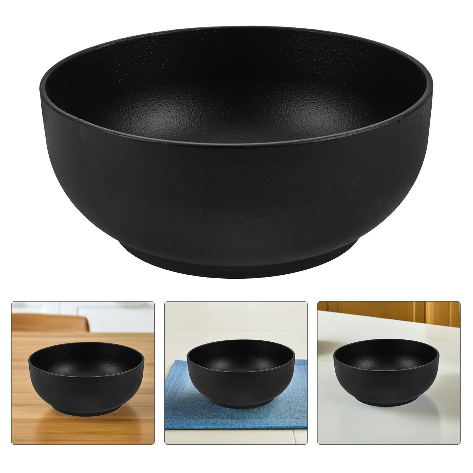 Ciotola Cucina in Ferro Nero 17x17x7, 7 Cm per Riso e Zuppa | Compatibile Induzione e Microonde, Pulizia Semplice, Formato 6, 69 Pollici per Insalata, Pasta e Frutta