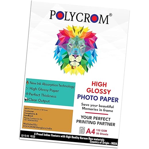 Polycrom Glossy Inkjet Paper A4 135 GSM 50 Sheets