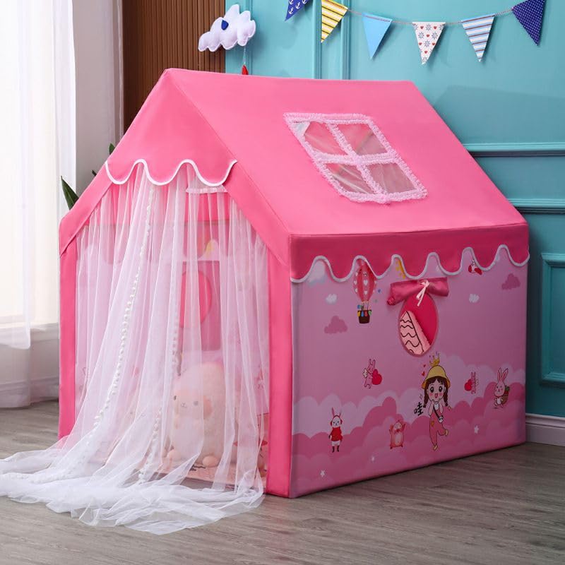 Image of Jumbo Size Light Weight Kids Play Tent House for 3-13 Year Old Kids Girls and Boys (Pink Princess)