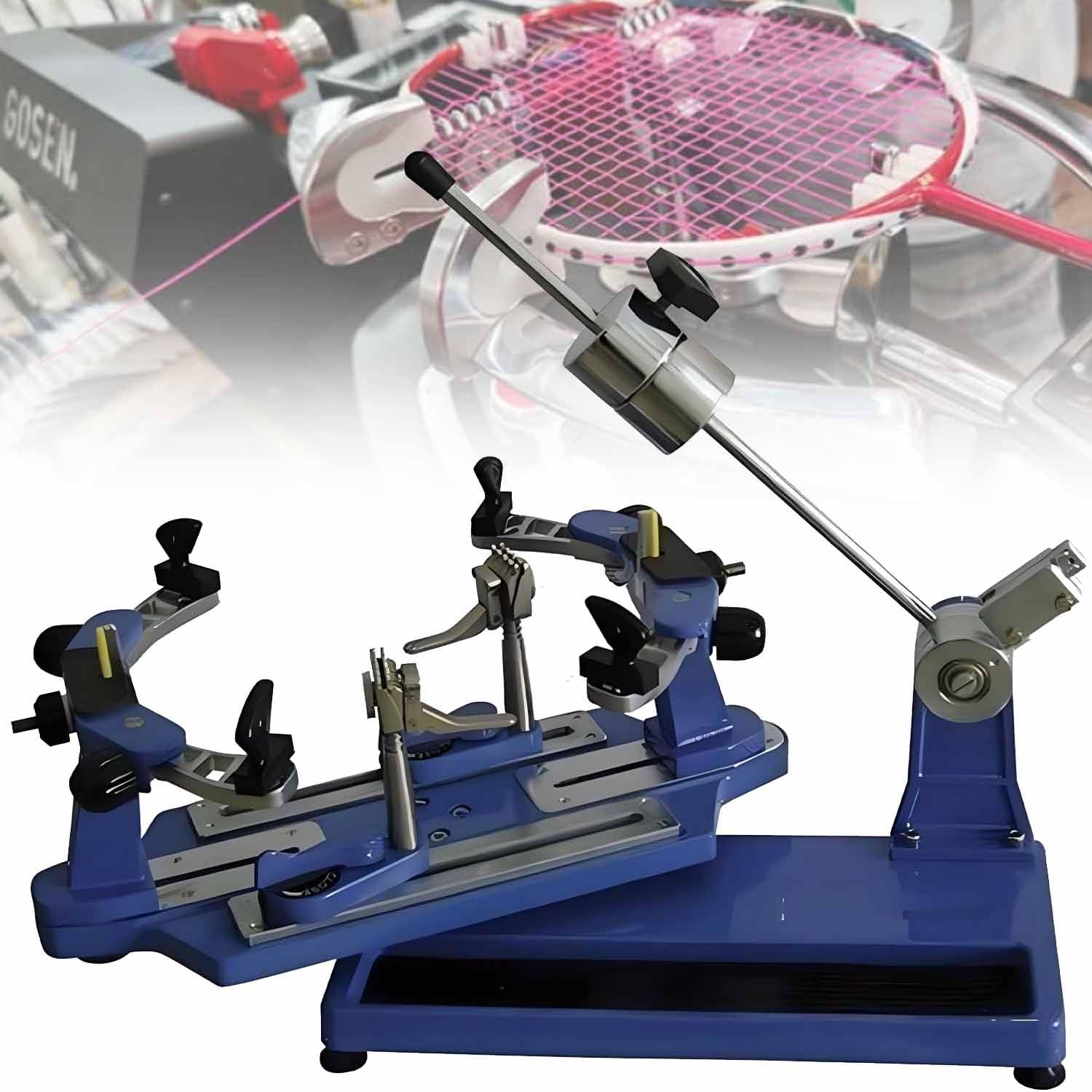 Macchina incordatrice Manuale Professionale per Racchette, Macchina incordatrice a 6 Punti per Tennis, Squash e Badminton con Attrezzi e Accessori Blue