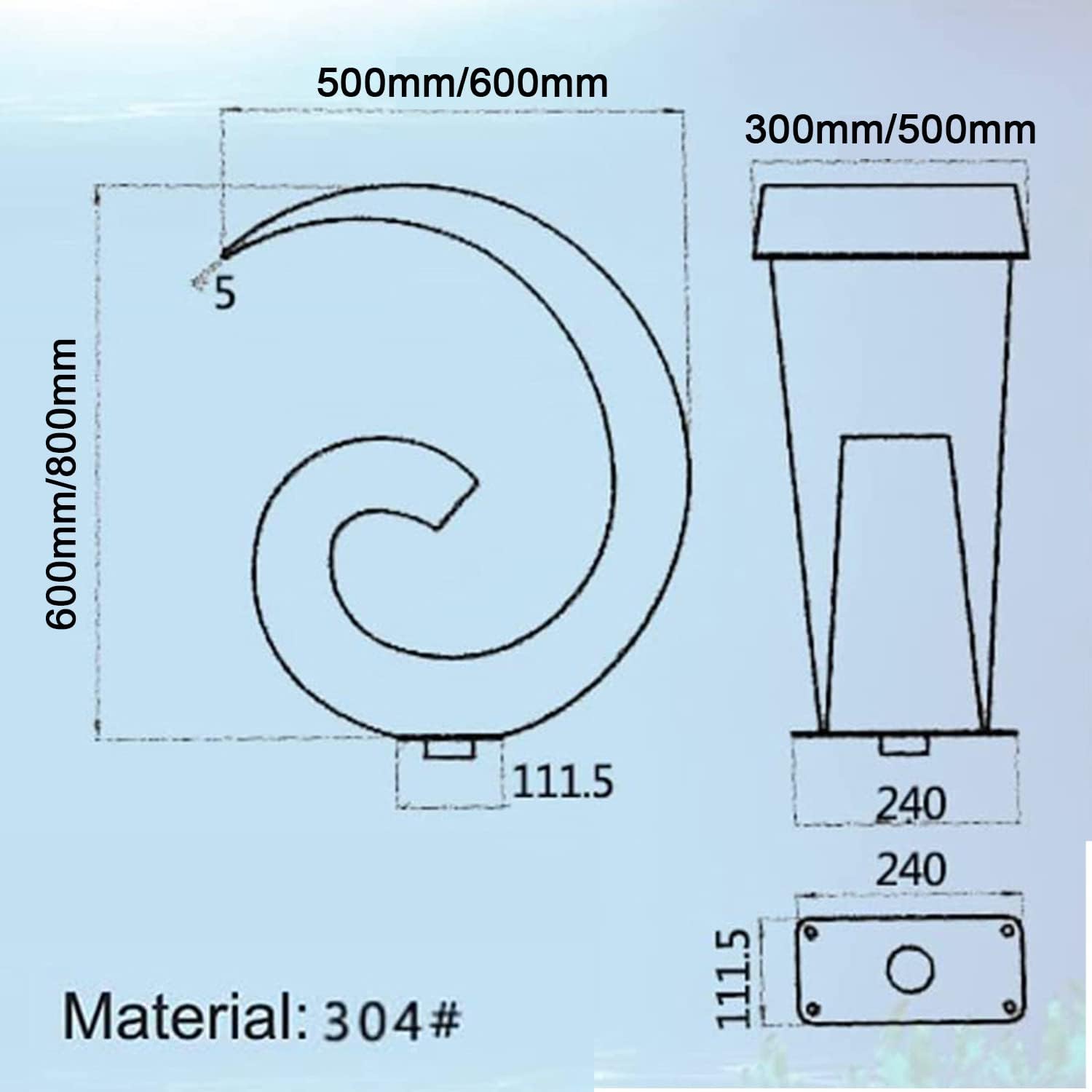 Stainless Steel Waterfall Spillway Kit - Outdoor Pool Fountain for Garden & Patio Decoration, 60cm x 30cm Water Feature, Perfect for Swimming Pools & Ponds