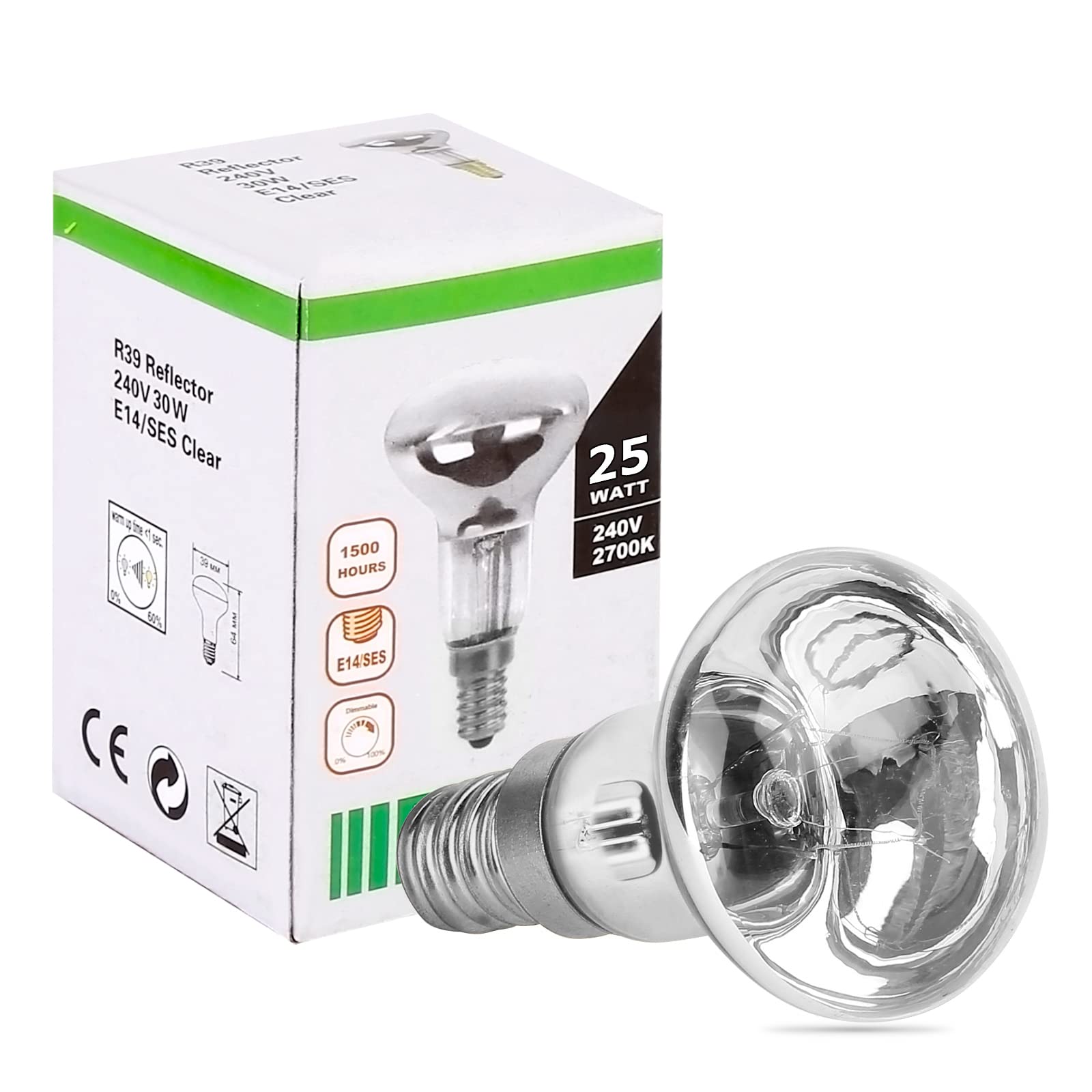 Molbory 6 sztuk żarówek lawowych E14 R39 25 W, żarówki zapasowe, E14 R39, żarówki wymienne do lamp lawowych, brokatowe, 400 lm, ciepła biel