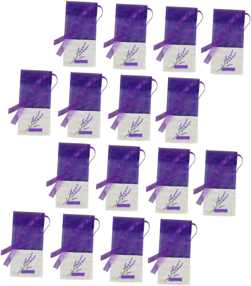 Healifty Lavender Sachet Bags Fragrance Bags Deep Purple 15pcs Portable Dried Lavender Sachets for Closet Home Freshening