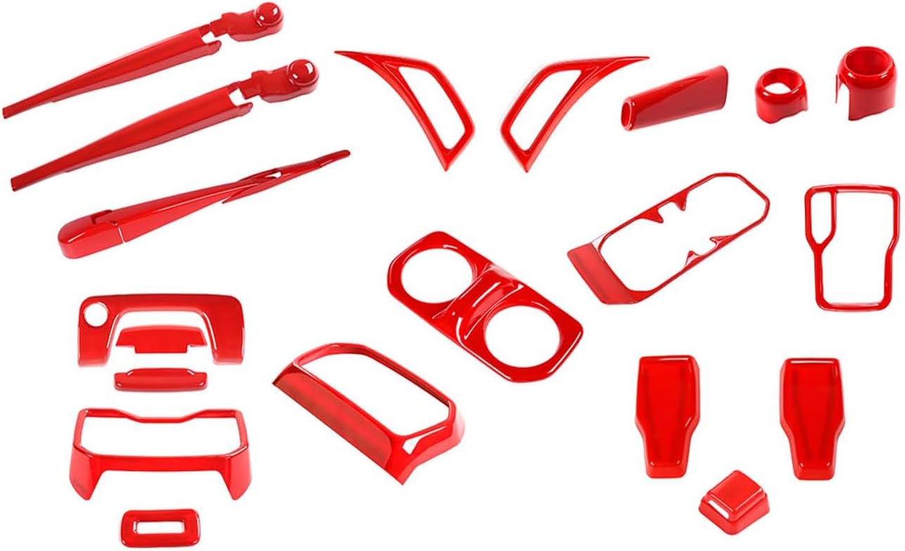 RT-TCZ for Wrangler JL Red Interior Trim Kit, Gear Shift Air Vents Trim Cover for Jeep Wrangler JL JLU 2018-2024 Red Interior Accessories 25pcs