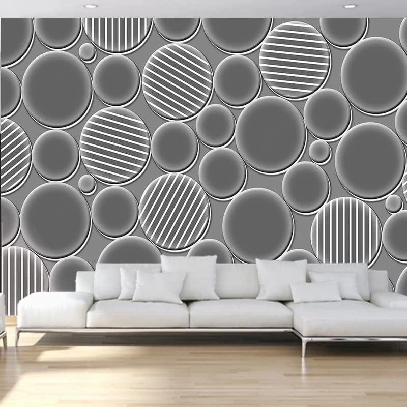 Papier Peint 3D Gris Cercle Rond Masquage Défauts Muraux Intissé 400x280