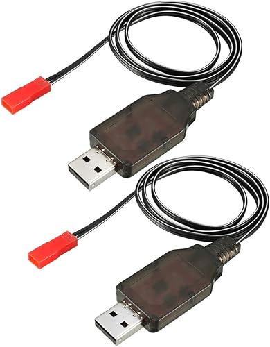 uxcell 2 unids JST-2P cable de carga USB para coche RC 4.8V 250mA Ni-MH Ni-CD batería 24.8 in longitud