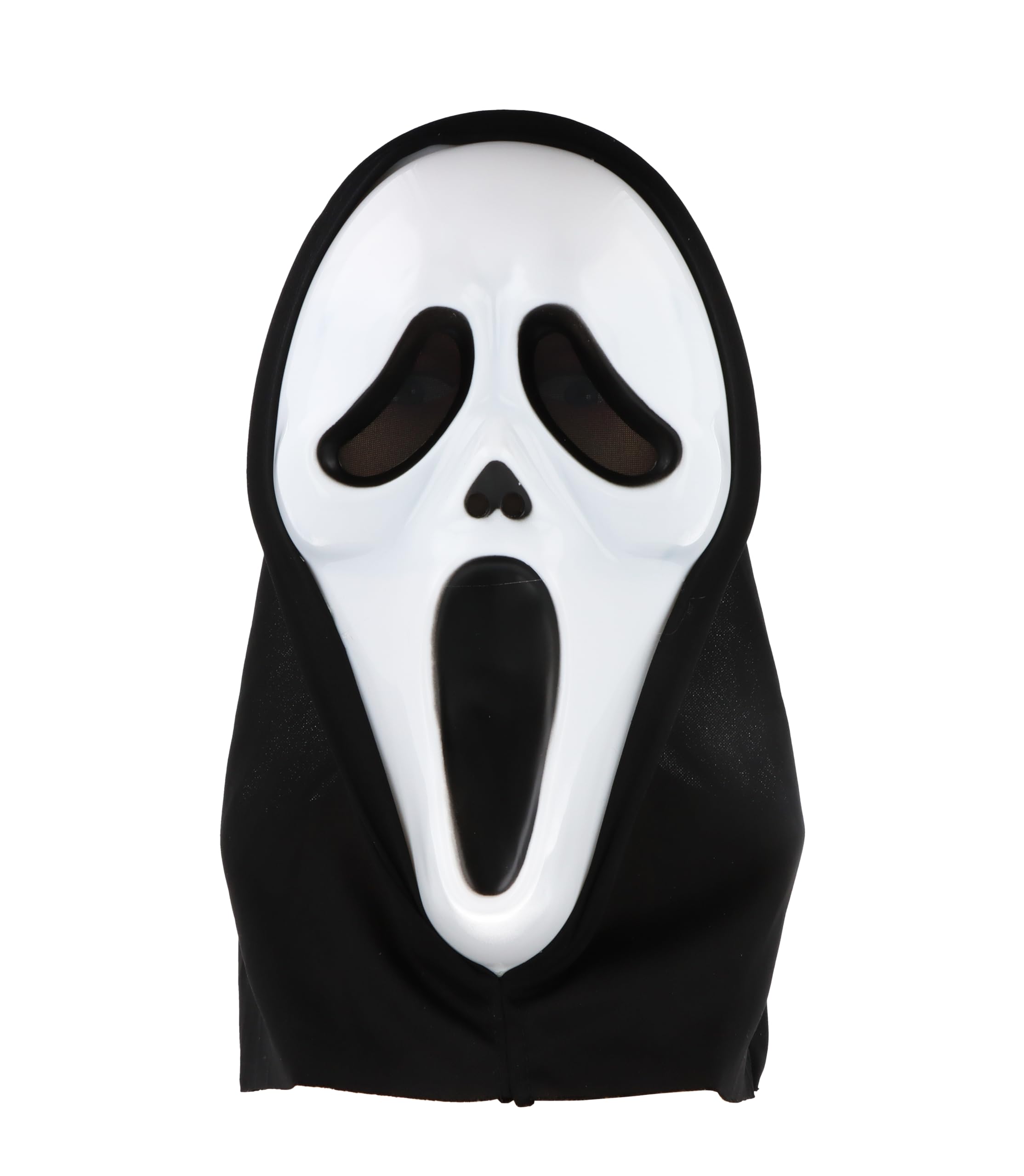 HENBRANDT 1 x Adult Screaming Ghost Skull Mask with Black Hood Full Head Mask Horror Skull Ghost Face Mask Cosplay Trick or Treat Halloween Fancy Dress Costume Accessories for Men and Women