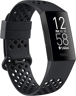 Meliya Bands for Fitbit Charge 4 / Fitbit Charge 3, Soft Silicone Sport Replacement Band with Breathable Holes for Fitbit Charge 3 / Fitbit Charge 4 / Fitbit Charge 3 SE Women Men(Black,Large)
