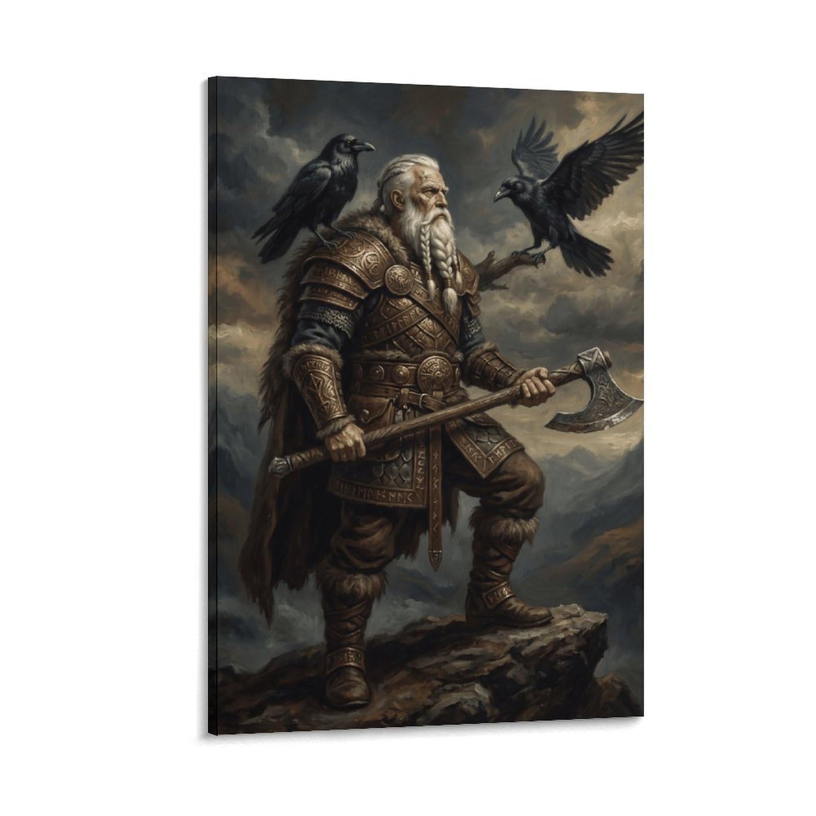 W7C8U2X3 Norse Mythology Odin Canvas Wall Art, Norse Mythology Wall Art