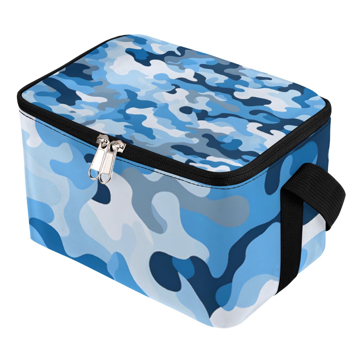 GzLeyigou Lunch Bags for Women Men 9 Cans,Blue Camo Hot & Cold Food Delivery Bag Insulated Grocery Bag Insulated Lunch Box Fashion Camouflage Cooler Bag for Office Work Picnic Beach