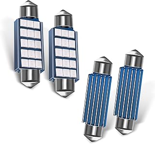 4 PCS 42mm 2835 Car Bi-Tip Reading Light, 6000K High Intensity Decoded Low Power LED License Plat...