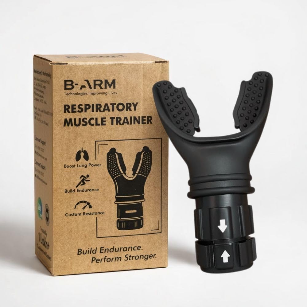B-Arm Breathing Trainer, Lung Capacity Exercise Device and Lung Exerciser for Respiratory Muscle Exercise and Increased Sports Breathing Fitness| Lungs Exercise Equipment | Men and Women (A)