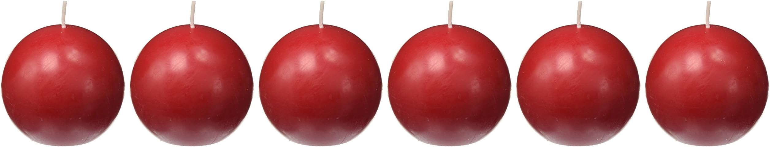 6-Piece Ball Candles, 3-Inch, Red