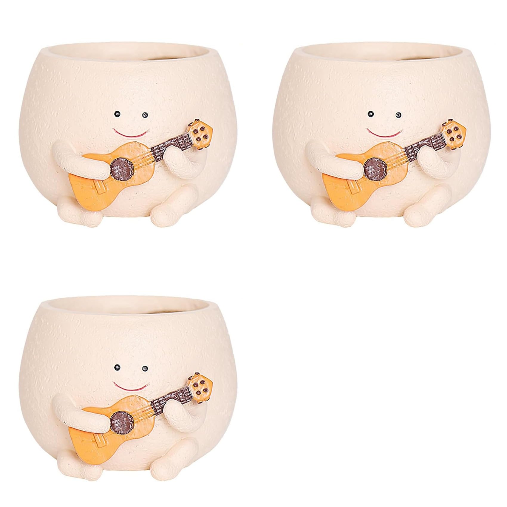 Hndhbfgrt 3X Smily Face Planter Pot with Drainage Hole Cute Resin for String of Plant Guitar Pots for Indoor