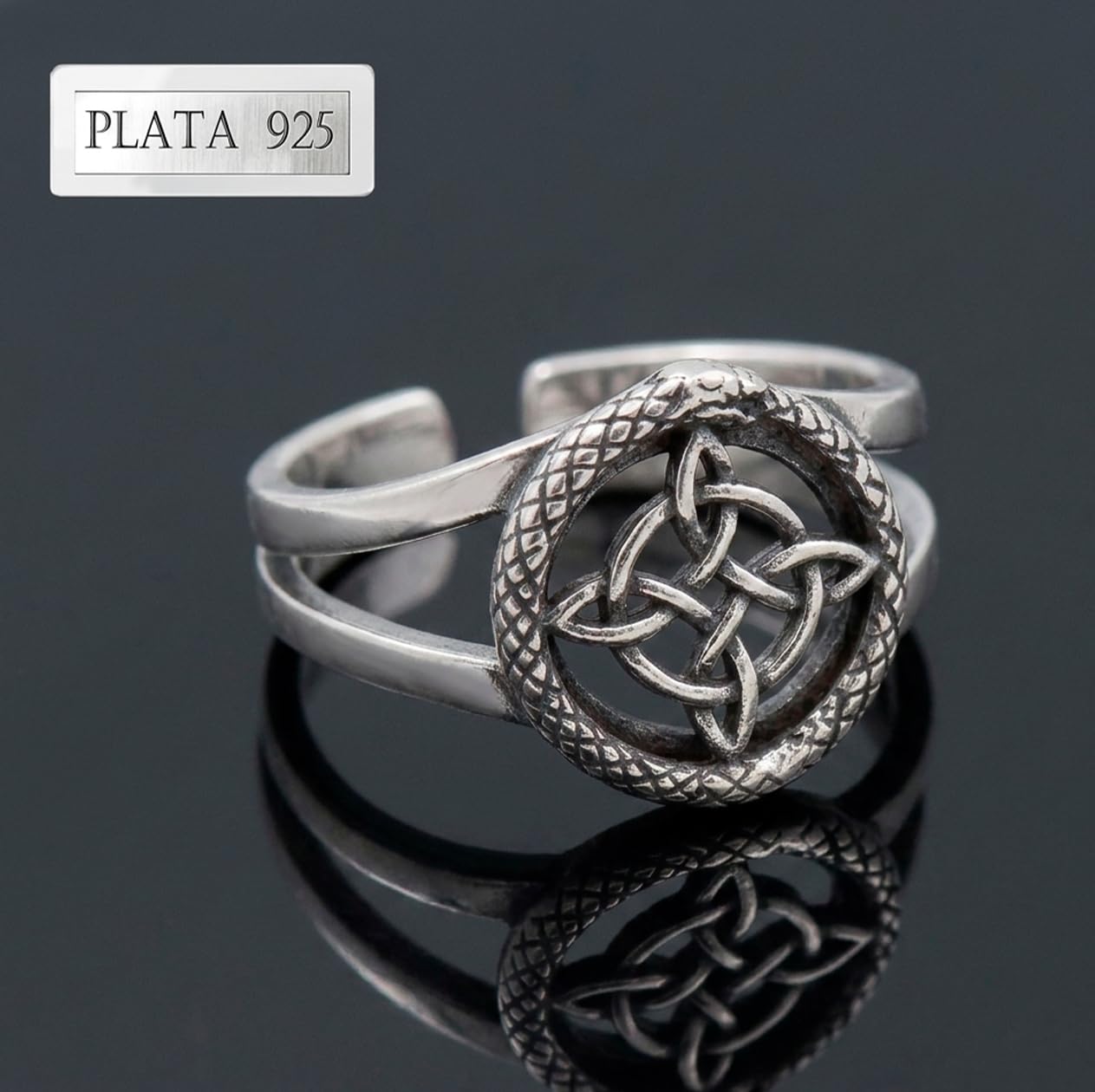 Only faith Pierścionek czarownicy ze srebra próby 925, celtycki design, regulowany rozmiar 6-8, celtycki uroboros Amulet ochronny