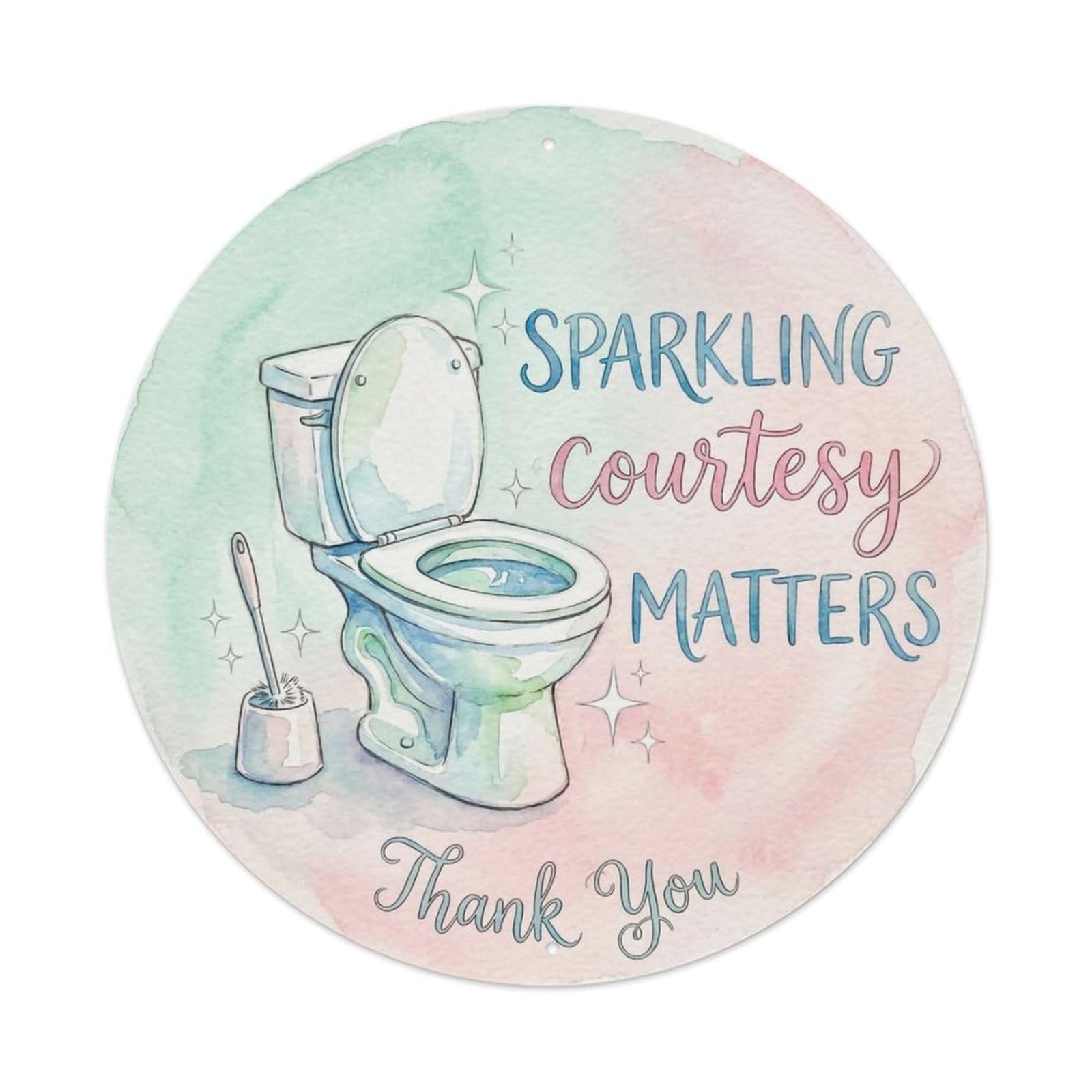 Toilet Clean Bathroom Reminder Sparkling Courtesy Metal Tin Sign