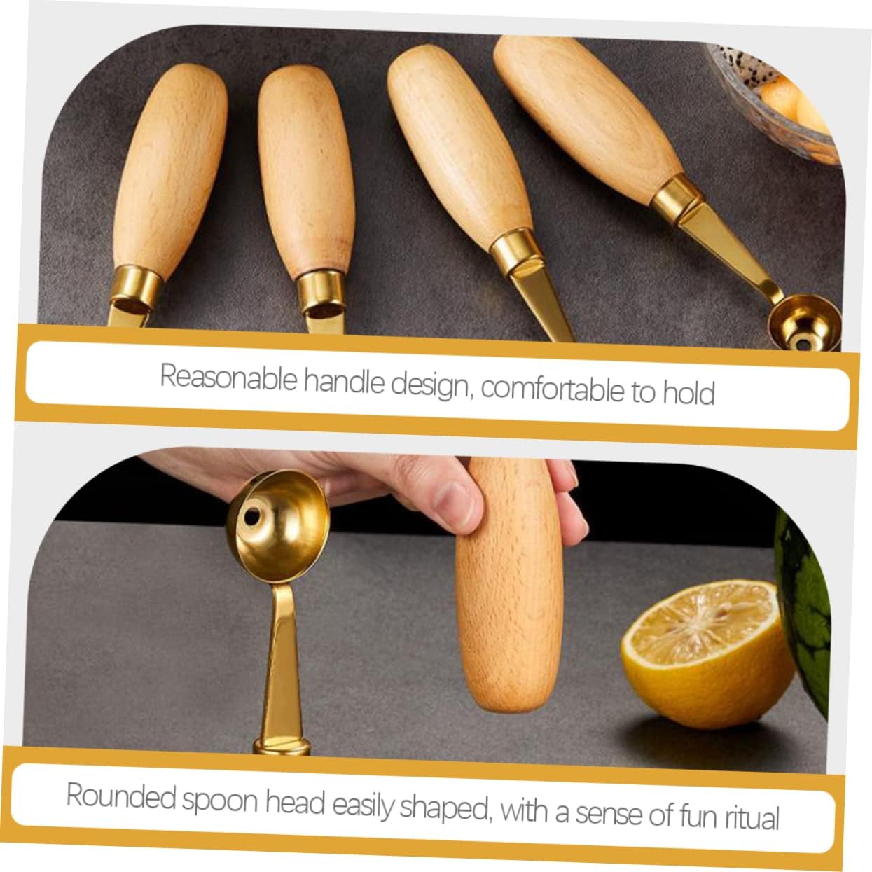 Zerodeko 4Pcs Melon Baller Scoop Ice Cream and Fruit Ball Spoons with Comfortable Grip Resistant Dessert Scooper for Watermelon Cantaloupe and Melon