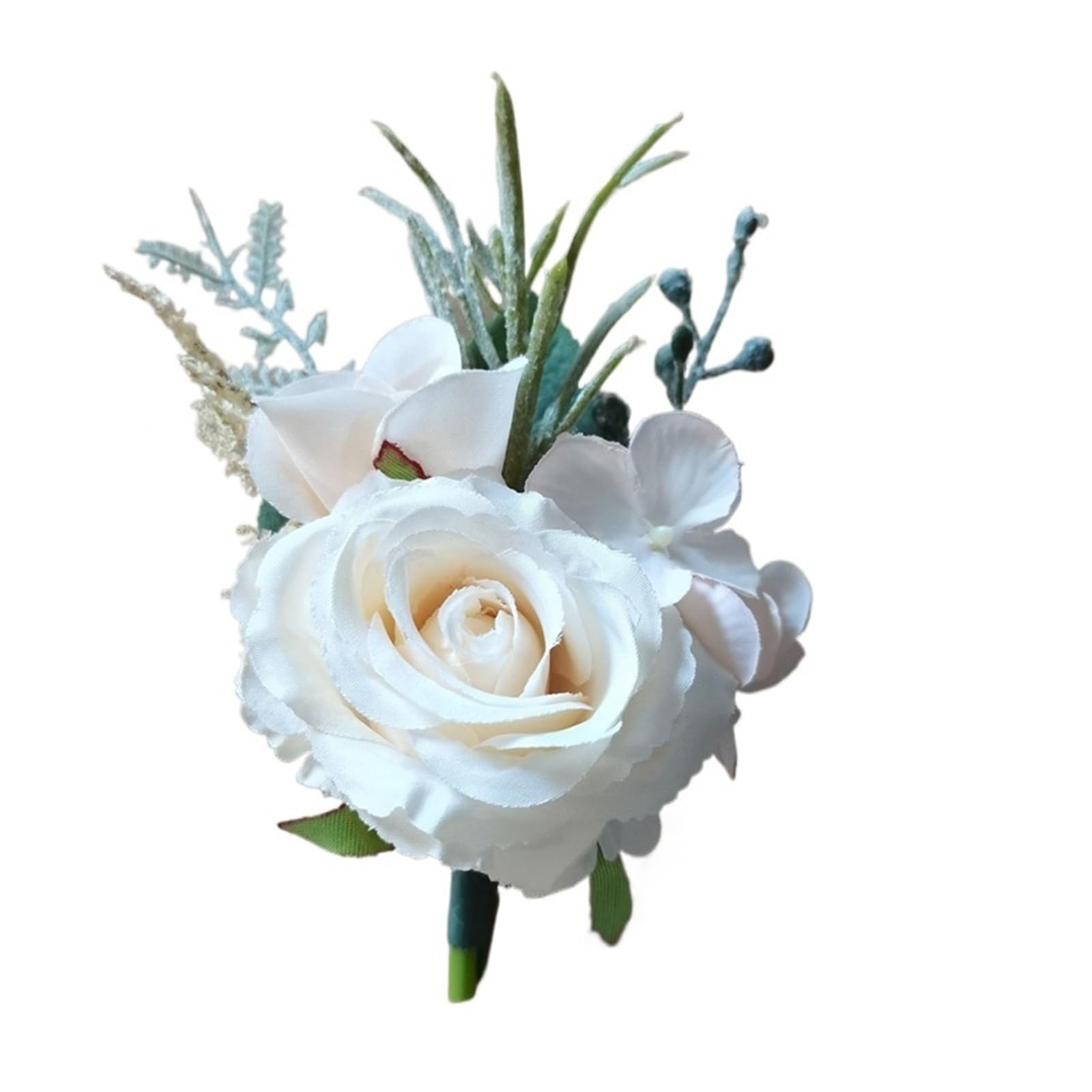 WTAXBH Corsages for Weddings 3pcs Beige Boutonnieres Flowers Silk White Corsage Buttonhole Groomsmen Boutonniere For Men Wedding Accessories(Boutonniere C)