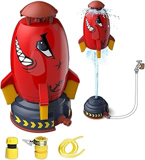 Rocket Launch Sprinkler Toys, Water Jet Rocket Toys, Hydro Launch Water Rocket Toys for Kids, Water Rocket Sprinkler Toy (Red)
