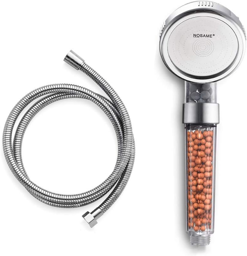 Shower with Hose, Ionic Filter Filtration High Pressure Water Saving 3 Mode Function Spray Handheld Showerheads for Dry Skin & Hair by Nosame (Nosame Shower-2+Hose)