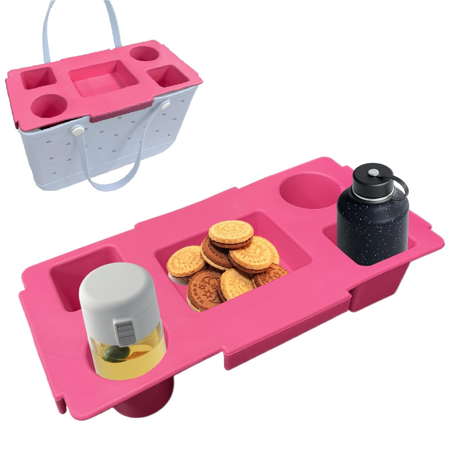 B-oggs - Bandeja portátil para bolsas con 5 compartimentos, antideslizante, para playa y camping, bandeja de servir al aire libre y accesorios esenciales para bolsas