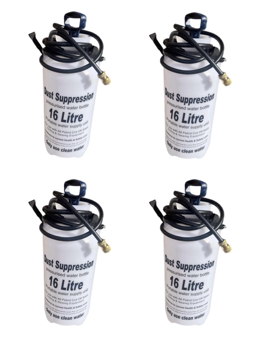 Moorcut Direct 4 X Dust Suppression Water Bottle 16L for Stihl Makita etc. Saws with Water Control Connector, White & Black