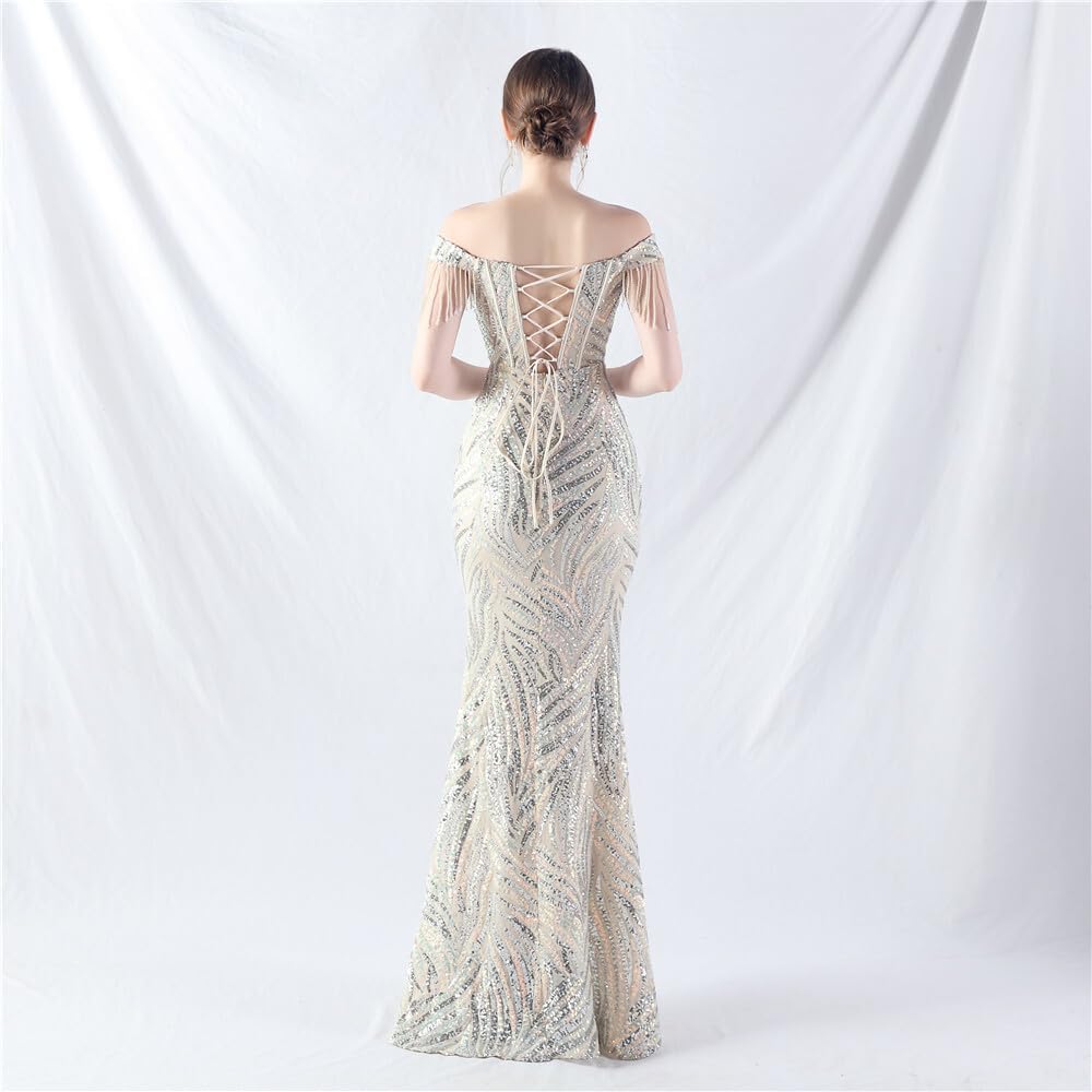 Women's Sexy Luxury Evening Long Dresses Sequin Maxi Dress Elegant Rhinestone Prom Wedding Party Dresses