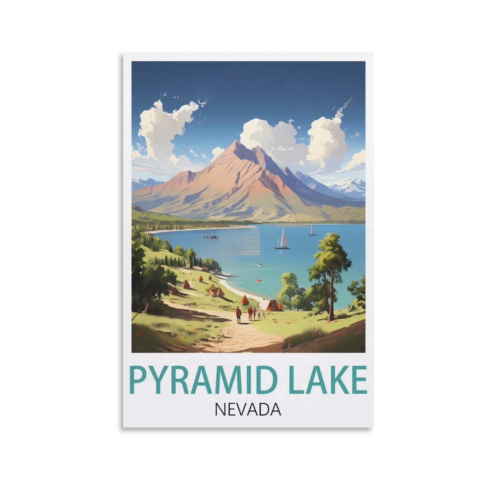 Metal Tin Sign Plaque Poster Vintage Plaques Poster Plaque Decor Retro Posters Gallery Wall Art Print Pyramid Lake Nevada Posters 15x30cm