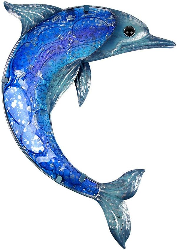 LIFFY Metal Dolphin Wall Decor - Metal Fish Wall Art - Dolphin Metal Wall Art Sculpture - Ocean Wall Decor for Outdoor Pool or Bathroom, Dolphin Gift Idea